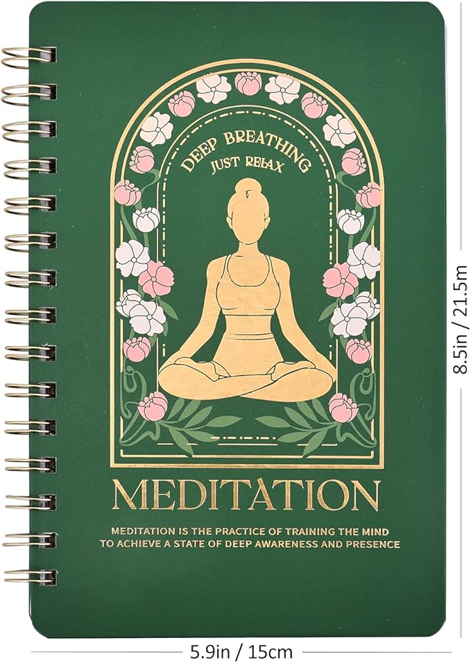emmoolife Meditation Practice Training Yoga Record Planner,Daily Deep Breathing Relax Planners Home Decor for Women, Gifts Birthday Christmas Gift for Desk Accessories for Girls Green