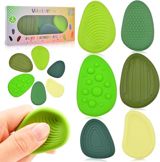 Fidget Toys Sensory Stones for Kids and Adults,6 PCS Texture Worry Stone for Anxiety Autism Teen Calm Down & ADHD Stress Relief,Quiet Fidgets for Classroom Small Prizes Gifts for Travel Toy