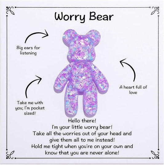 Pocket Bear Hug, Anxiety Relief, Mental Health Positivity, Autism Fidget, Stress Relief for Her, Comforting Gift for Son Daughter Back to School, Purple