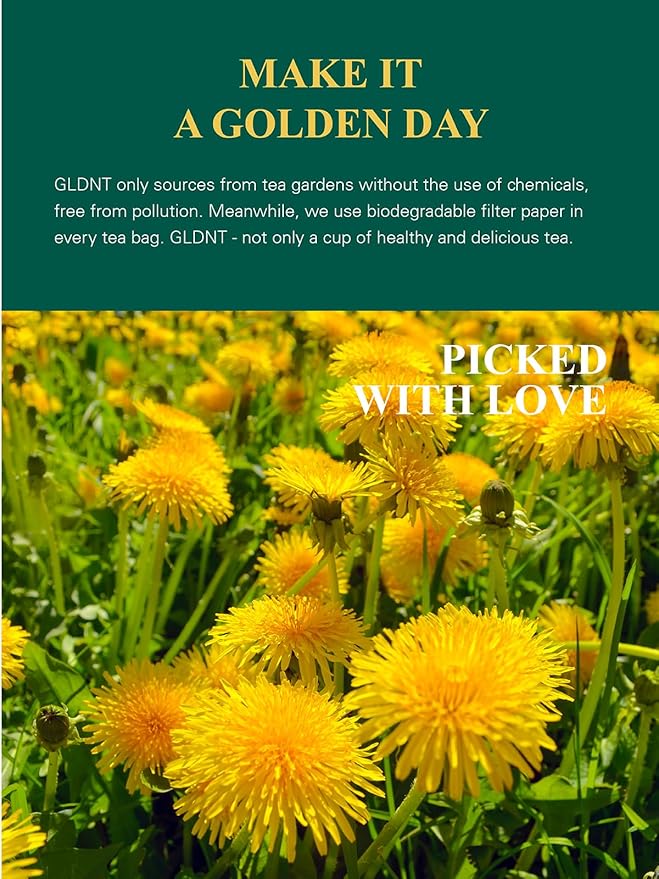 GLDNT Organic Dandelion Root Tea Bags, Premium Organic Raw Dandelion Root Tea, Smooth Taste, Caffeine Free, 100 Count