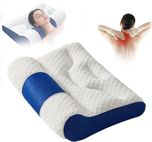 Cervical Neck Pillow, Ergonomic Sleep Enhancing Cervical Support Comfort Pure Cotton Pillow, 2025 Upgraded Full and Fuffy Memory Pillow