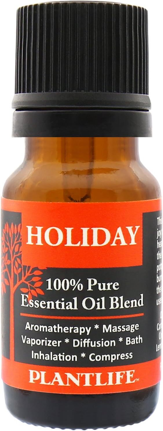Plantlife Holiday Aromatherapy Essential Oil Blend - Straight from The Plant 100% Pure Therapeutic Grade - No Additives or Fillers - Made in California 10 ml