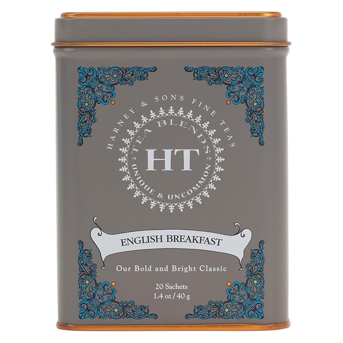 Harney & Sons English Breakfast Tea, Caffeinated, 20ct sachet tin, HT Tea Blends