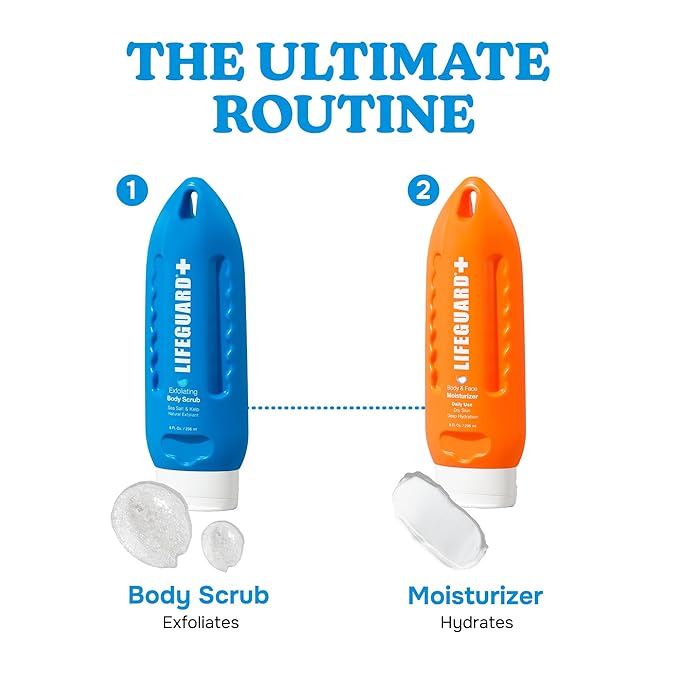 LIFEGUARD Exfoliating Body Scrub - Sea Salt & Kelp, Exfoliates and Deeply Hydrating, Moisturizing for Smooth Skin, Gentle for Sensitive Skin - 8 fl. oz.