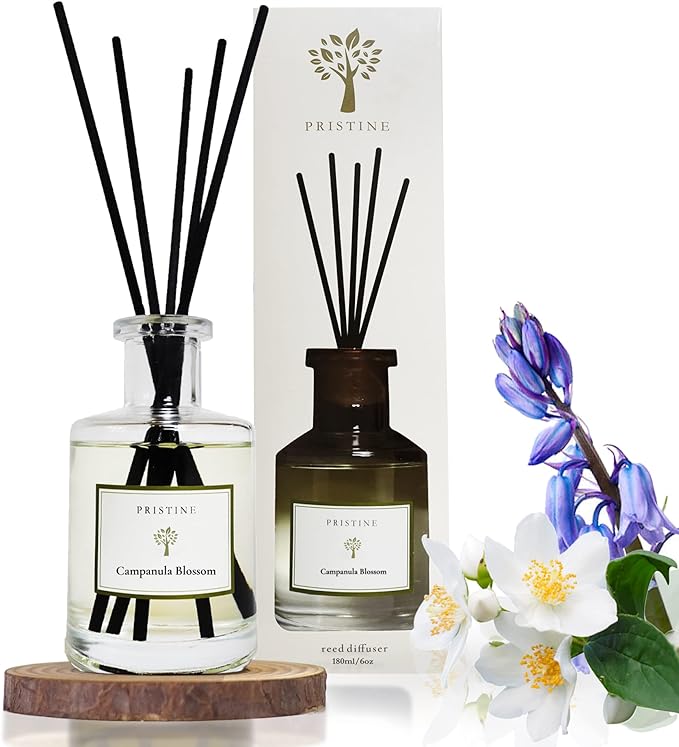 PRISTINE Campanula Blossom/Inspired by Hotel Duke Reed Diffuser for Home | Fresh Blend of Bluebell, Hyacinth, Cloves Reed Diffuser Set, Oil & Reed Diffuser Stick | Home & Office Decor | Fragrance Gift