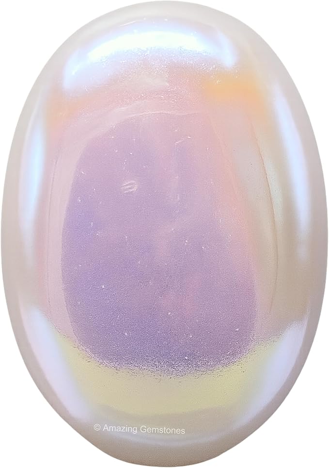 Amazing Gemstone Angel Aura Quartz Crystals and Healing Stones - Large Palm Stone Crystals Piedra - Crystal for Good Luck, Positive Energy, Meditation - Unique Stocking Stuffers, Gifts for Women, Men