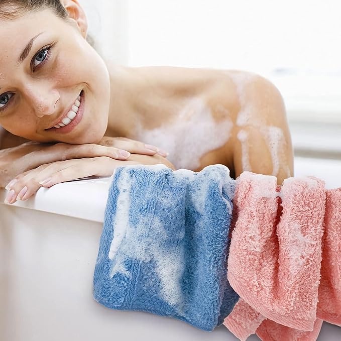 Cleanbear Face-Cloth Washcloths Set,100% Cotton, High Absorbent, 6-Pack 6 Colors, Size13 x13-deep Color