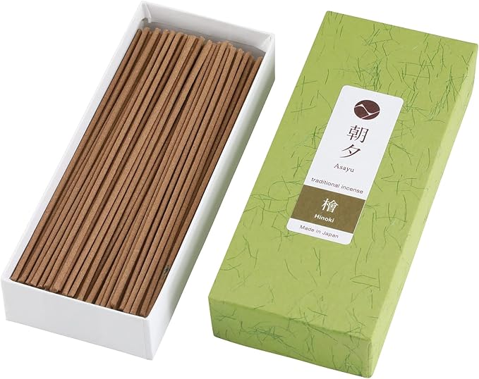 Asayu Japan Traditional Incense Sticks Hinoki Cypress Fragrance Scent (40gr) for Morning Meditation, Relax or Yoga, Made in Japan