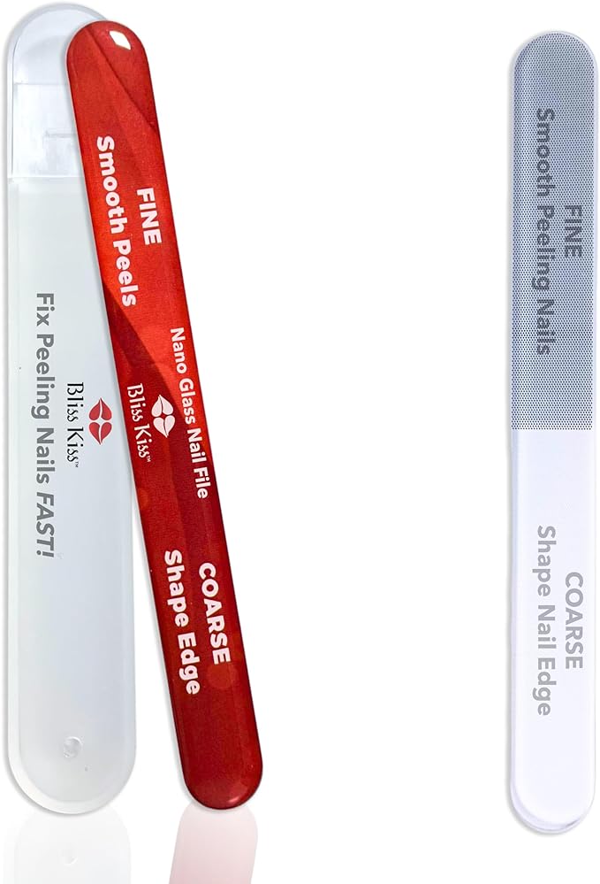 Bliss Kiss Nano Glass Nail Files & Buffer for Weak, Brittle, Peeling Nails for Women for Natural Nails with Case