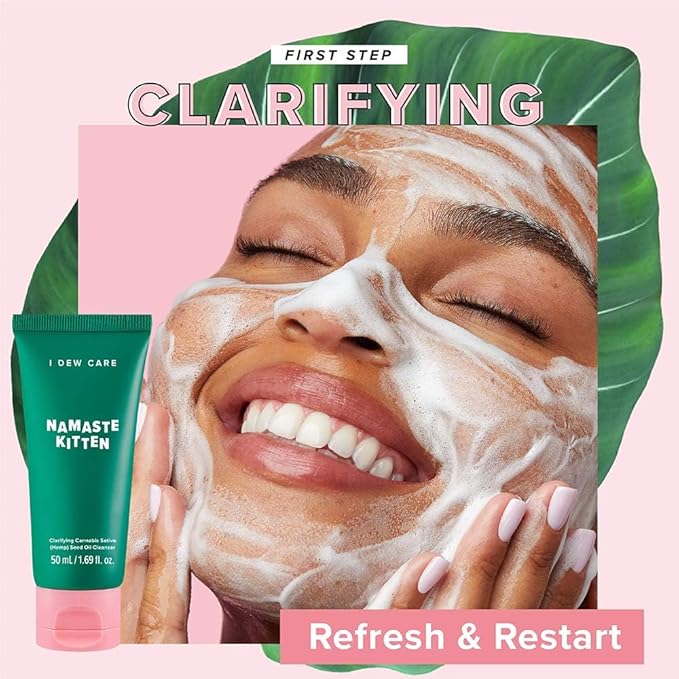 I DEW CARE Blemish Heartleaf Skincare Set - Kitten My Balance On | Foam Cleanser & Wash-off Mask & Serum, Clear & Soothe Irritation, Absorb Excess Oil, Gentle Face Wash, Travel Size, Stocking Stuffers