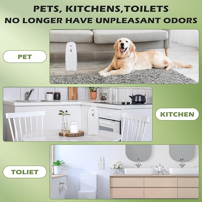 Automatic Air Freshener Spray Dispenser - Commercial and Home Use - Multiple Time Scent/Mist Release Settings for Room/Restroom Sprayer,Air Freshener not Included,White