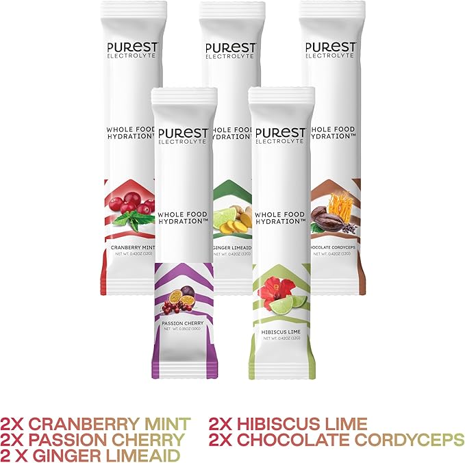 Know Brainer Purest Electrolyte Variety Pack – Whole Food Hydration - Organic Freeze-Dried Fruits and Solar Sea Salts for Ultimate Electrolyte Balance