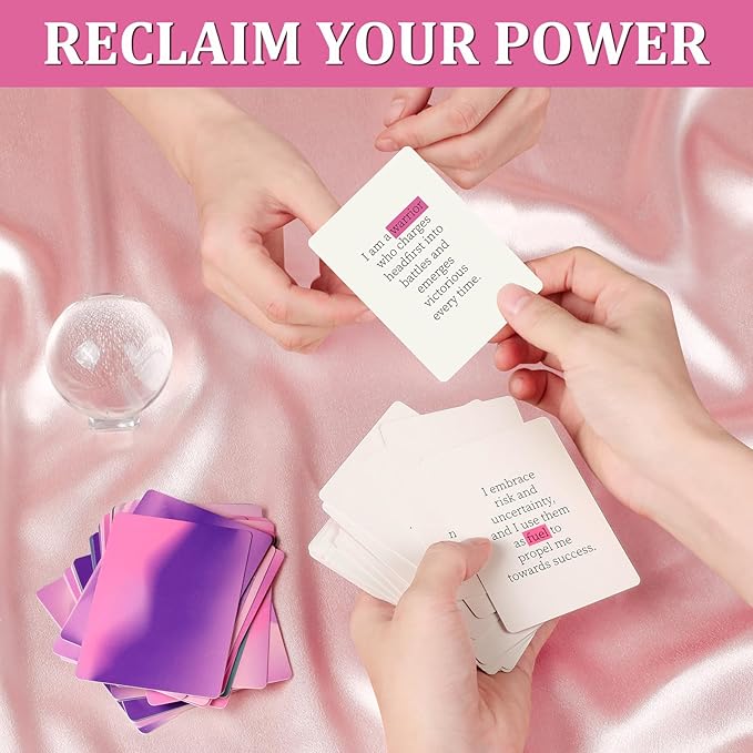 Badass Affirmation Cards for Women, 60 Unique Positive Daily Affirmation Cards Deck, Badass Affirmation Motivational Mindfulness Cards for Spiritual Self Care, Birthday Gifts for Women