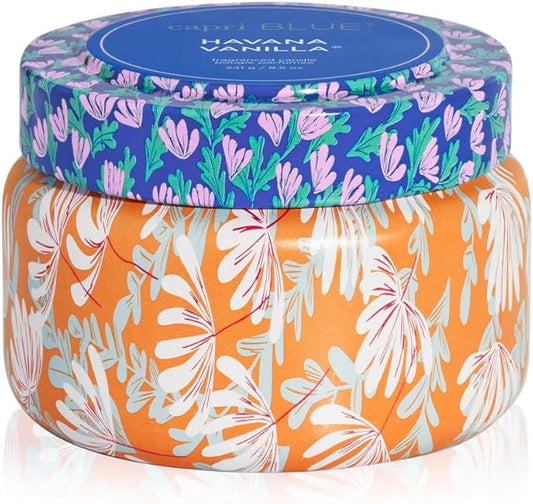 Capri Blue Scented Candles for Women & Men - Pattern Play Travel Tin Small Candles - Soy Wax Blend - Luxury Home Decor with Notes of Vanilla, Tobacco, Bergamot & Sandalwood (Havana Vanilla, 8.5 oz)