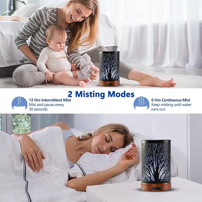 Oil Diffuser with Essential Oils Set – Aromatherapy Oil Diffuser 150ml with 6 Essential Oils Set, Cool Mist Diffusers for Essential Oils, Waterless Auto Shut-Off,7 Colors Night Light, Gifts for Mom