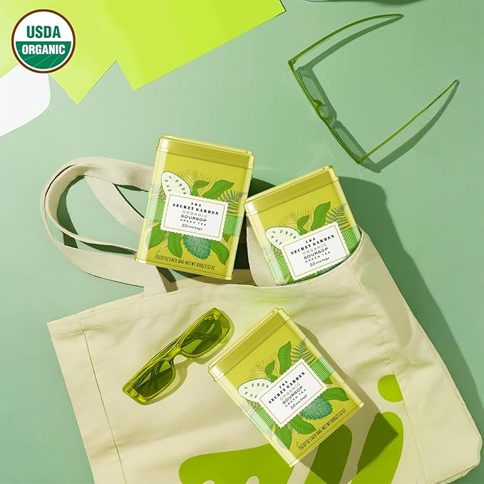 Life Plus Style Gourmet Secret Garden Organic Soursop Green Tea 50 Premium Tea Bags 100% Natural Blend of Pure Soursop Leaves Gluten Free No Additives No Sugar Non GMO Supports Digestion