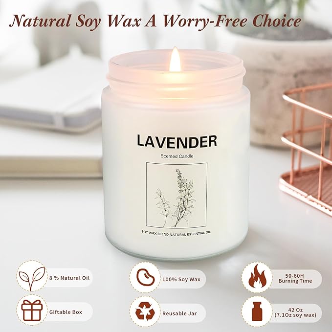 LOSNYA Scented Candles Set, 6 Pack 42OZ Aromatherapy Candle Gifts for Women, Lavender Candles, Natural Soy Wax Long Lasting Candle Gifts for Birthday Mother's Thanksgiving Day