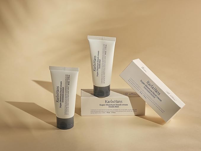 Karl&Hans Super Moisturizing Mint Vegan Hand Cream - Double Mint Scent with Shea Butter, Coconut Oil, Long-Lasting Refreshing Formula, Organic Daily Hand lotion for Dry Cracked Hands - 1.7 fl oz