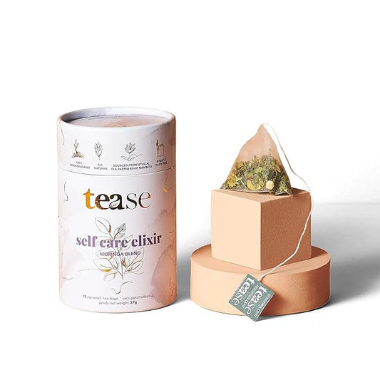 Tease Tea Moringa Wellness Tea - Self Care Elixir Herbal Tea, Digestive Health and Wellness Decaffeinated Tea Made with Moringa, Strawberry, Oranges, and Cinnamon for a Calm and Better Mind and Spirit