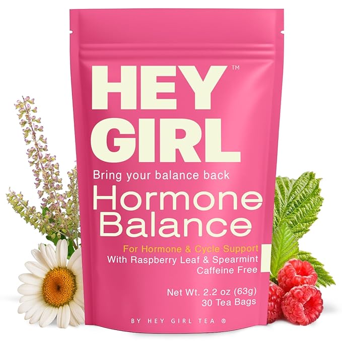 Hormone Balance for Women Tea with Spearmint, Red Raspberry Leaf, Hibiscus, Chamomile, Ginger, Nettle - For PMS, PCOS, Perimenopause & Cycle Support - Herbal Hormonal Wellness Tea Bags