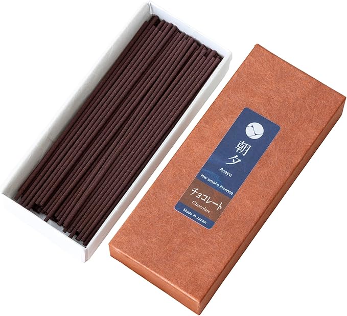 Asayu Japan Incense Sticks with Low Smoke for Morning or Evening Meditation, Relax or Yoga, Made in Japan 40gr - Chocolate-Scent