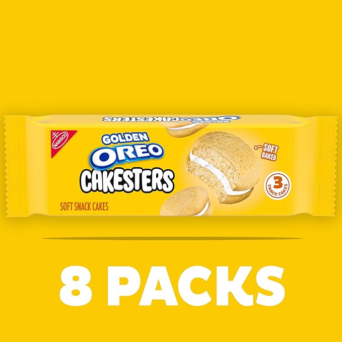 OREO Golden Cakesters Soft Snack Cakes, 8-3.03 oz Snack Packs