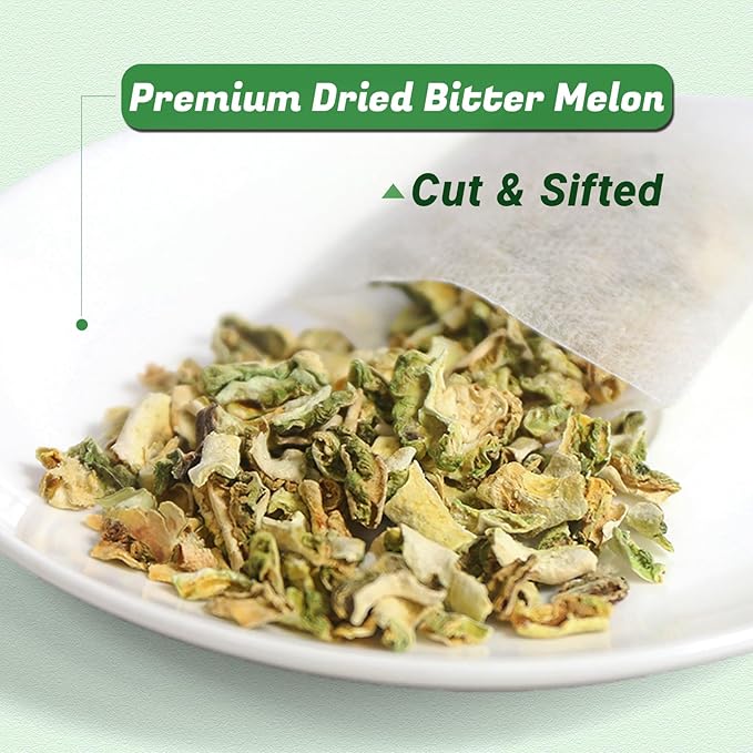 Jarteela - Bitter Melon Tea Bags - 2g x 50 Count - Premium Dried Momordica Charantia - Non-GMO - Caffeine-free - Natural Wellness Herbal Tea for Digestive Support