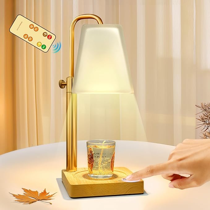 Candle Warmer Lamp with Timer Electric Wax Warmer for Scented Wax Melt Warmer Melter for Jar Candles Touch and Remote Control Dimmable Adjustable Height Gifts for Women 2 Bulbs,Frossted Glass