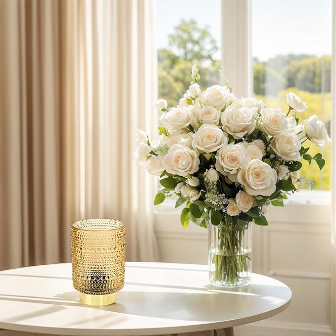 Battery Operated Lamp with Auto-Off Timer, Cordless Table Night Light for Bedroom & Entryway, Portable LED Lamp for Home, Outdoor, Camping No Battery Included (Pearl Design-Amber)