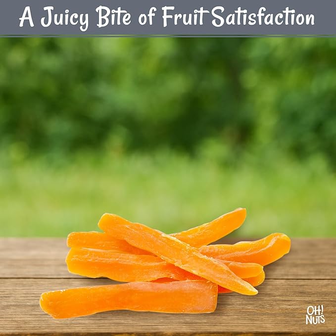 Oh! Nuts Dried Papaya Spears - 2 lb - Dried Fruit Spears - Less Sugar Added - Dehydrated Fruit Bites - Packed in New York Zip-Seal Bag for Exceptional Freshness