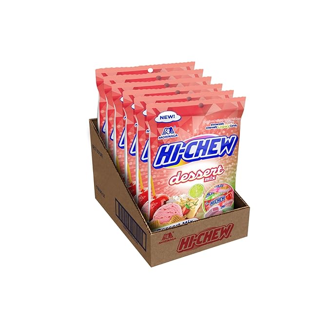 HI-CHEW Dessert Mix, 6 Bags, 3oz Each - Apple, Key Lime Pie, Strawberry Ice Cream - Unique Fun Soft & Chewy Halloween Candy - Immensely Creamy Fruity Candy Flavors - Individually Wrapped for Sharing
