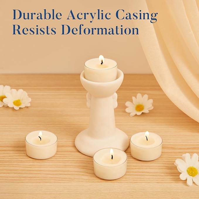 Crenovo Tea Lights Candles 25 Pack, Natural Soy Wax Tealights Candles Bulk 6 Hours Non-Toxic, Long Burning, Unscented Small Votive Cup Candles for Wedding, Party, Dinner, Emergency