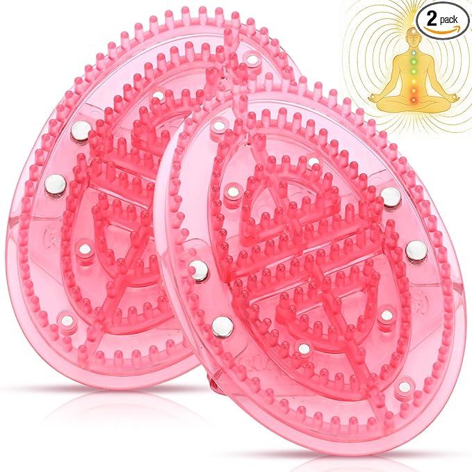 2 Pcs Meridian Massage Brush Magnetic Full Body Meridian Brush Beauty Salon Massage Tools for Full Body SPA Massager Relaxation(Pink)
