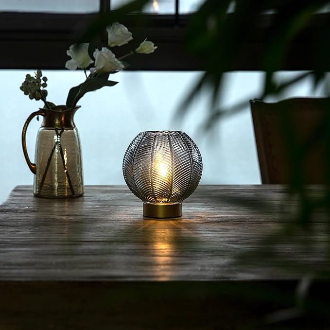 Battery Operated Lamp with Timer, Table Lamp Battery Powered, Small Cordless Bedside Lamp for Living Room Battery Lamp for Bedroom Kitchen Bath Room-Grey