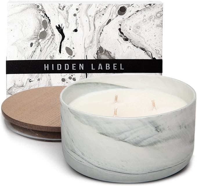 Hidden Label Scented Soy Candles, Large Candle 3 Wicks 14.8oz Thai Lemongrass Ceramic Jar Lava Collection, Gorgeous Gifts for Birthday Thanksgiving Christmas