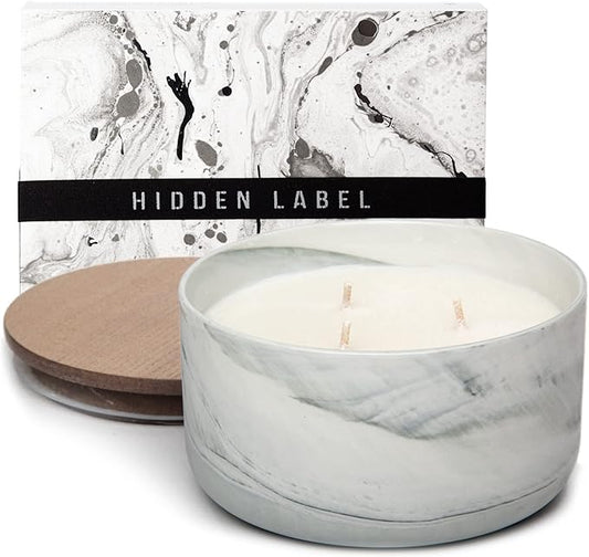 Hidden Label Scented Soy Candles, Large Candle 3 Wicks 14.8oz Thai Lemongrass Ceramic Jar Lava Collection, Gorgeous Gifts for Birthday Thanksgiving Christmas