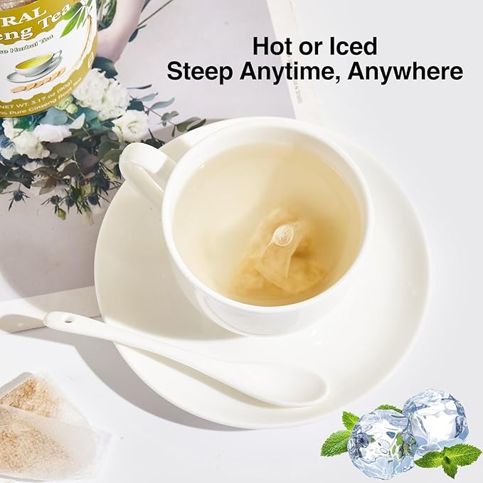 Ginseng Tea Bags – 45 Count | Natural Kidney Cleanse Detox & Repair Tea for Men & Women | Herbal Ginseng Root Tea for Kidney Health Support | Caffeine-Free