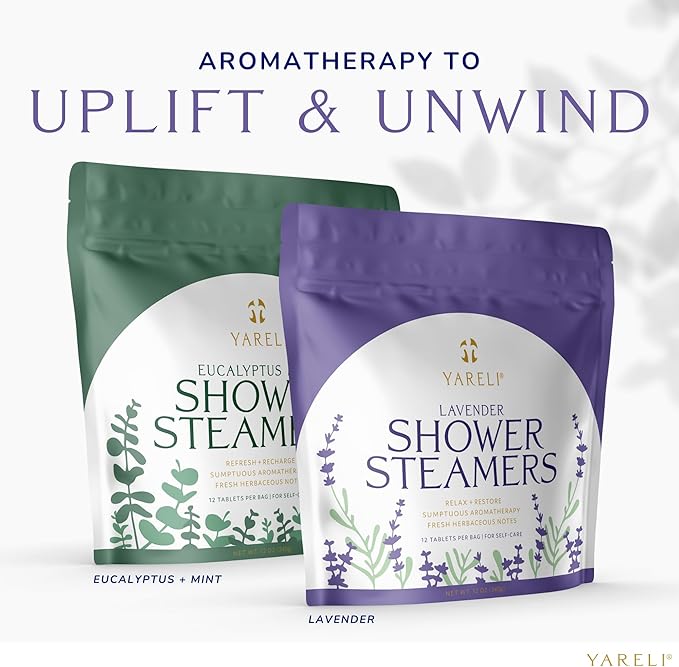 Yareli Shower Steamers Aromatherapy, 12 Pack, for Women and Men - Sinus Relief and Self Care Birthday and Relaxation Spa Gift - Lavender