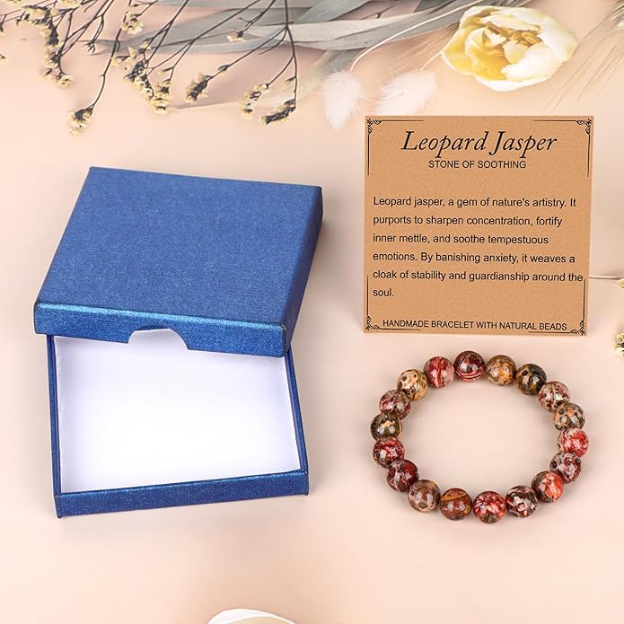 LPBeads Handmade Natural Gemstone Stretch Elastic Bracelet Healing Crystal Round Stone Beads Jewelry Gifts for Women Men