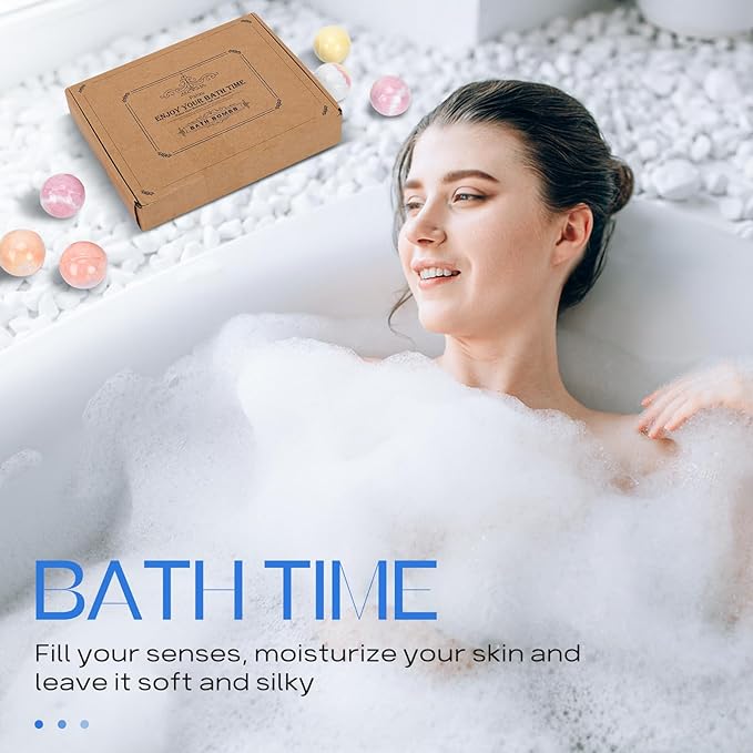 Bath Bombs 20 PCS Set, Organic Bath Bombs with Natural and Safe Essential Oil, Handmade Rich Bubble for Skin Moisturizing, Present for Her/Him, Girls, Women, Wife, Mother