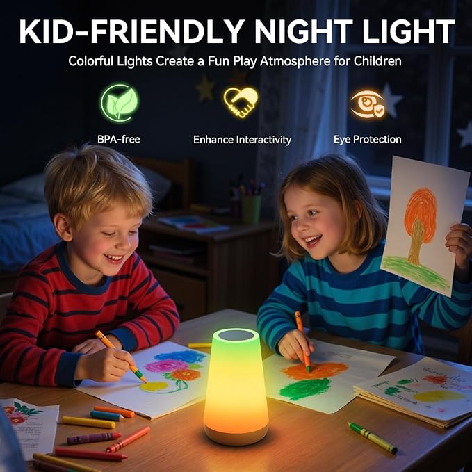 Auxmir Smart Table Lamp, Dimmable Nursery Night Light for Baby Work with App/Voice Control, LED Lamp with Music Sync and 100+ Scene Modes, Bedside Timer Lamp for Bedroom Living Room Sleep Aid(Corded)