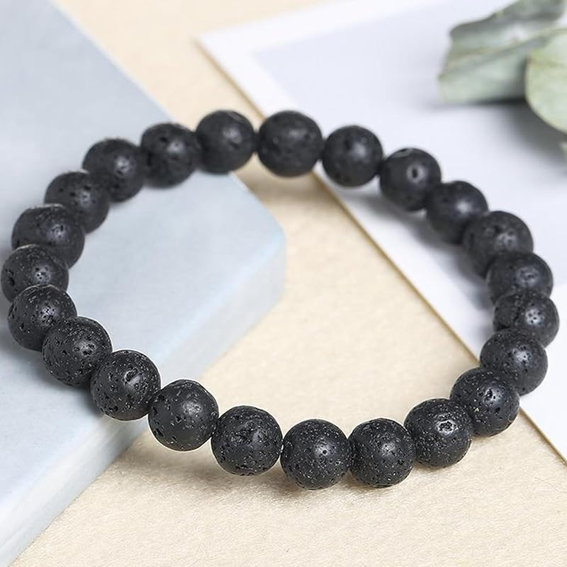Lava Rock Protection Handmade Bracelets For Men Women Attract Wealth Chakra Feng Shui Stretchy Beaded Bracelets Lucky Anxiety Bracelets For Women (lava)