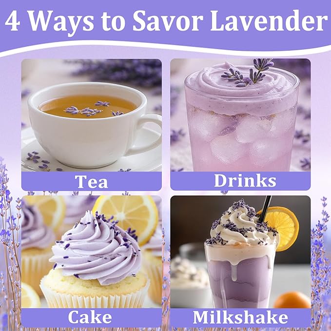 5oz Lavender Tea Loose Leaf – 100% Natural Extra Grade Dried Lavender Flowers for Drinks, Caffeine-Free Te de Lavanda for Culinary, Sachet & Milk Tea
