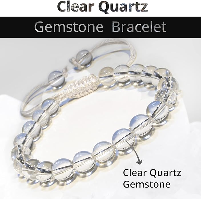 Energy Protection Crystal Handmade Adjustable Bead Bracelet Perfect for Men, Women’s Gift - Gemstone Healing Stretch Bracelet Pulsera Para Hombre Mujer Stocking Stuffer
