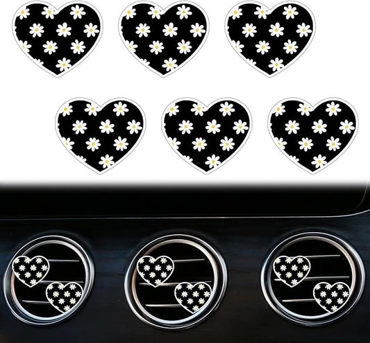 6 Pcs Heart Air Vent Clips, Cute Car Air Fresheners & Decor, Yellow and White