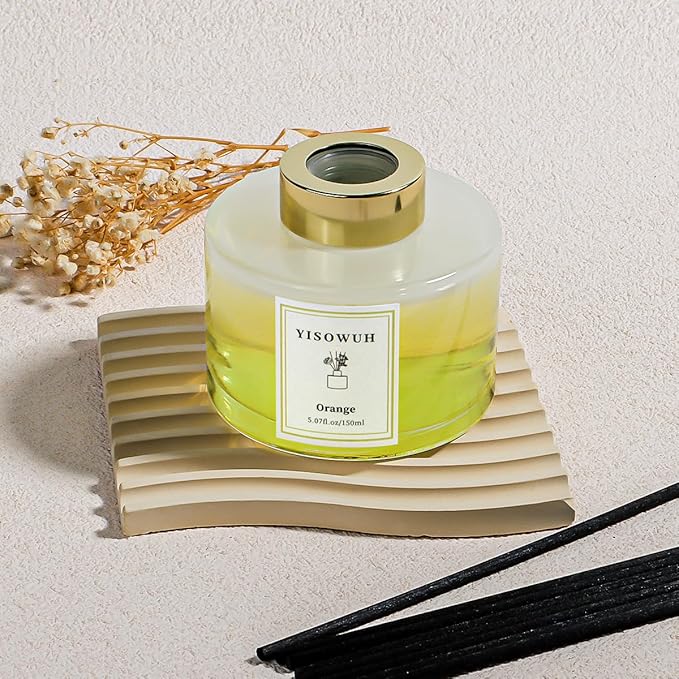 Reed Diffuser Set,5.07 fl oz (150 ml) - Orange Oil Diffusers with 8 Reed Sticks,Home Fragrance Reed Diffuser for Bathroom Shelf Decor