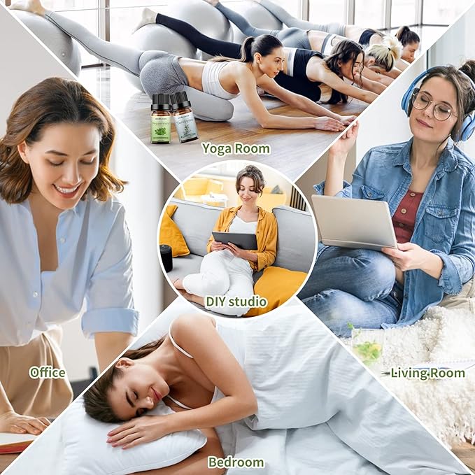 Sedbuwza Peppermint Eucalyptus Essential Oil Set, Peppermint Fragrance Oil Eucalyptus Scent Oil Set for Diffuser, Aromatherapy, Massage, Soap, Candle Making 2 x 10 ml