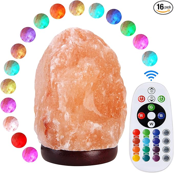 5.5 Inch Himalayan Salt Lamp Night Light with Remote Control, Upgraded 16 Colors Changing & 4 Light Modes LED USB Salt Rock Lamp, Natural Crystal Pink Mini Small Salt Lamp for Home Decor