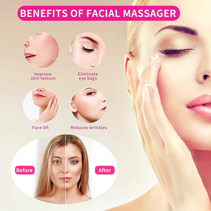 Facial Mini Massage Ball, Handhold Portable Quiet Waterproof USB Rechargeable Powerful Multifunctional Vibrating Travel Pocket Face Eye Finger Joint and Neck Jaw Massager. (Rose)
