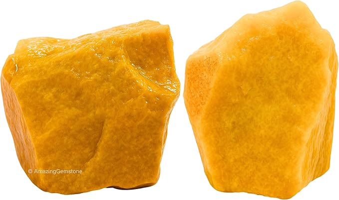 Amazing Gemstone 2 Pieces Yellow Jasper Raw Crystals and Healing Stones, Natural Rocks for Tumbling and DIY Raw Stones and Crystals